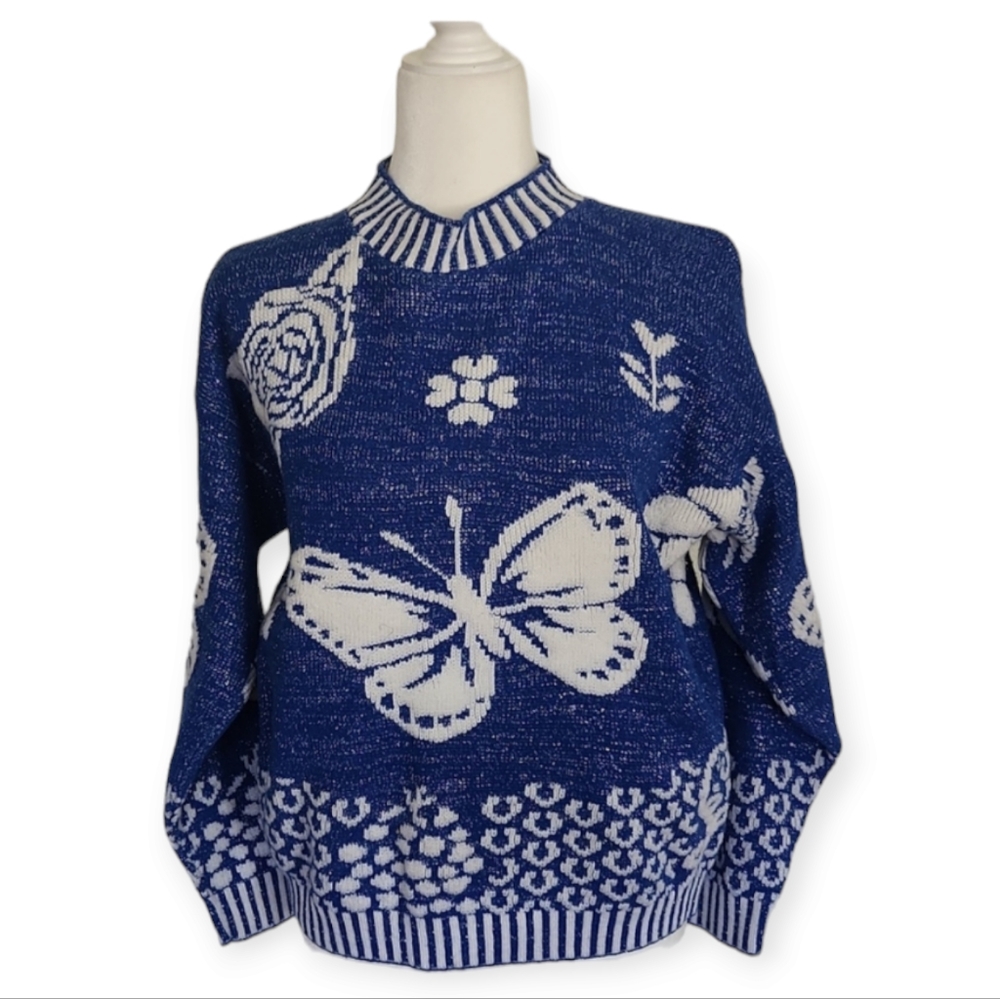 Vintage - Metalic Thread Butterfly Sweater